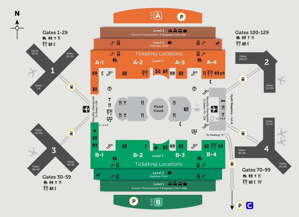 carte de l'aéroport d'Orlando