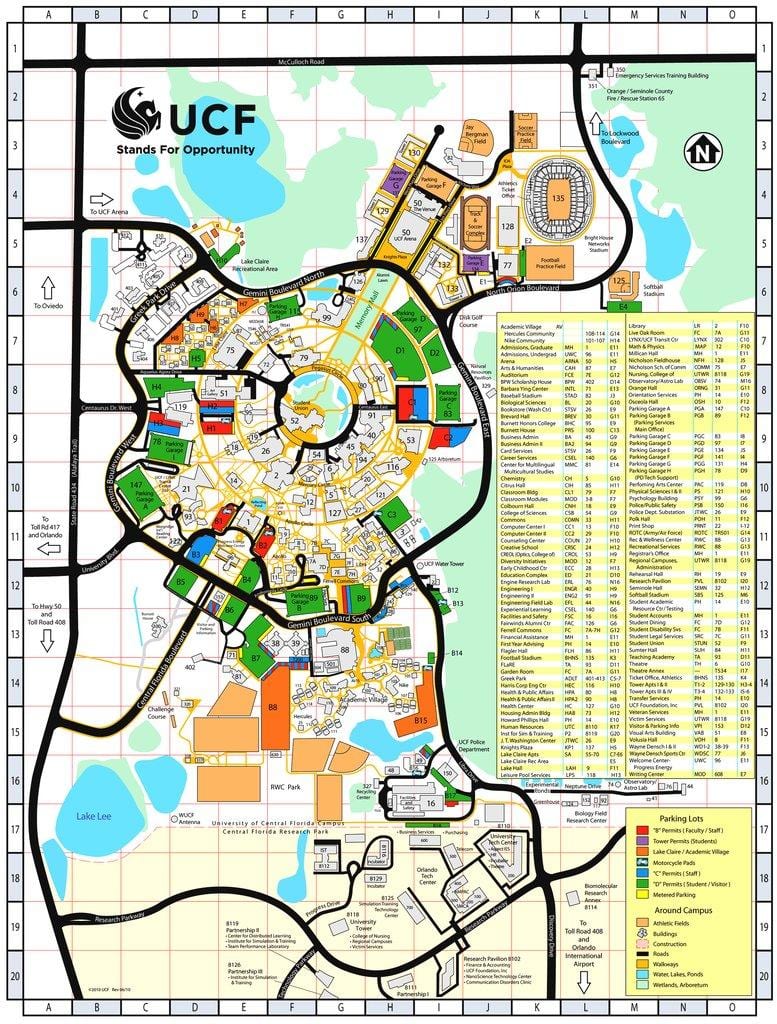 carte de l'université de Floride centrale