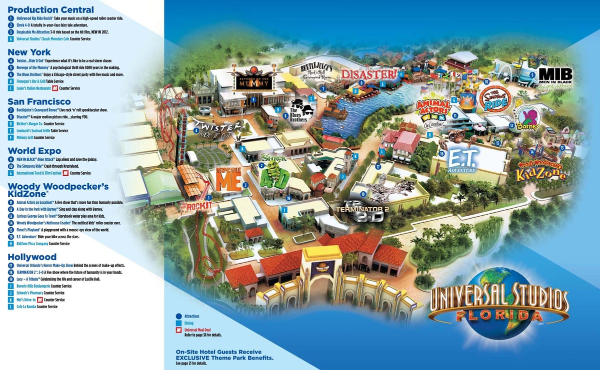 carte de Universal Studios Orlando