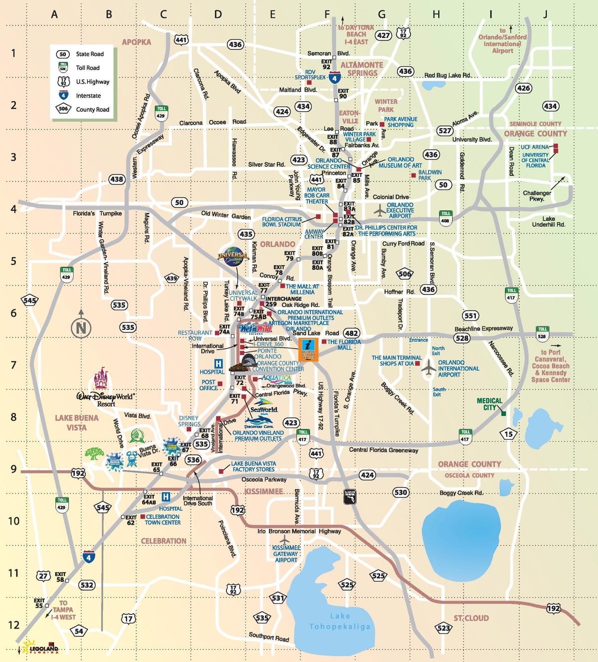 carte de Orlando routes à péage